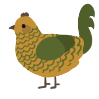 A gold and olive chicken with a lace pattern