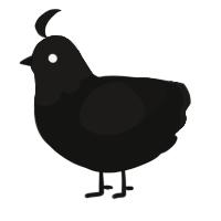 A black and sable chicken with a head pattern