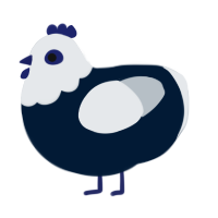 Blueberry Croissant, a tumblr and mist chicken with a head pattern