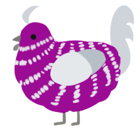 A plum and mist chicken with a bar pattern