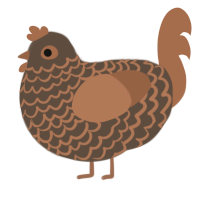 A bark and brown chicken with a lace pattern