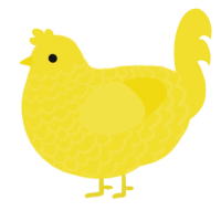 A yellow chicken with a lace pattern