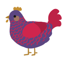 A overcast and crimson chicken with a lace pattern