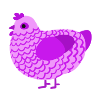 A lavender and amethyst chicken with a lace pattern
