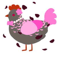 A grey and pink chicken with a half-lace pattern