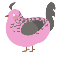 A pink and grey chicken with a half-lace pattern