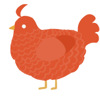 A vermilion chicken with a lace pattern