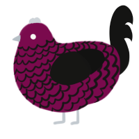 A wine and black chicken with a lace pattern