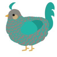 A ash and turquoise chicken with a lace pattern