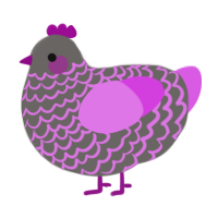 A grey and orchid chicken with a lace pattern