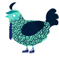 A mint and tumblr chicken with a double-lace pattern