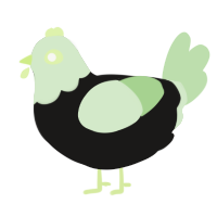A sable and gluppy chicken with a head pattern