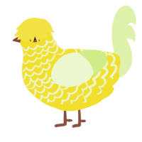 A yellow and apple chicken with a lace pattern