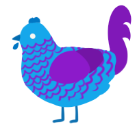 A sky and violet chicken with a lace pattern