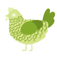 Sativa, a lemon and chartreuse chicken with a lace pattern