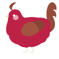 A crimson and russet chicken