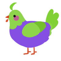 A blurple and grass chicken with a head pattern