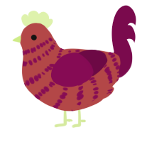 A red and wine chicken with a bar pattern