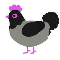 A ash and sable chicken with a head pattern