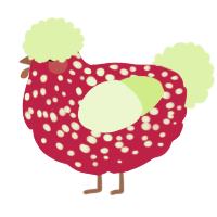 A crimson and apple chicken with a speckle pattern
