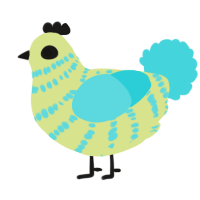 A lemon and aqua chicken with a bar pattern