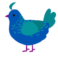 A ultramarine and teal chicken with a half-lace pattern