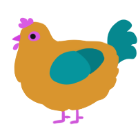 A orange and teal chicken