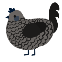 A grey and sable chicken with a lace pattern