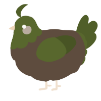 A bark and olive chicken with a head pattern