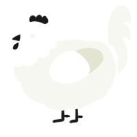 A white chicken with a head pattern