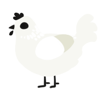 A white chicken with a neck-speckle pattern