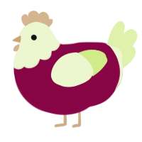 A maroon and apple chicken with a head pattern