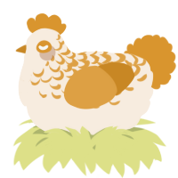 A cream and orange chicken with a half-lace pattern