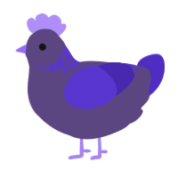 A overcast and indigo chicken with a neck-speckle pattern