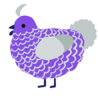 A blurple and silver chicken with a lace pattern