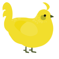 A yellow chicken with a neck-speckle pattern