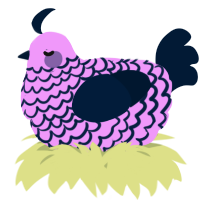 A lavender and tumblr chicken with a lace pattern