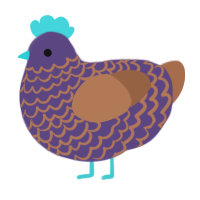 rustic painting, a overcast and brown chicken with a lace pattern