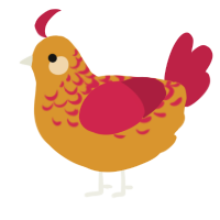 A orange and crimson chicken with a half-lace pattern