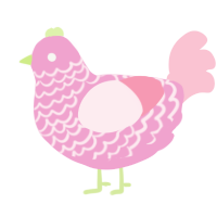 A pink and rose chicken with a lace pattern