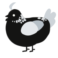 A black and mist chicken with a neck-speckle pattern