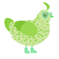 A gluppy and grass chicken with a speckle pattern