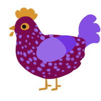 A wine and blurple chicken with a speckle pattern
