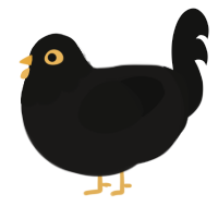 A sable and black chicken with a head pattern