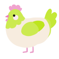 A cream and lime chicken with a head pattern