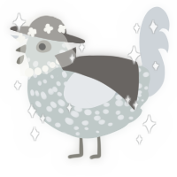 A silver and mist chicken with a speckle pattern