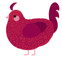 A crimson and maroon chicken with a double-lace pattern