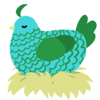 A aqua and viridian chicken with a lace pattern