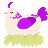 A cream and amethyst chicken with a neck-speckle pattern