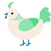 A cream and spring chicken with a neck-speckle pattern